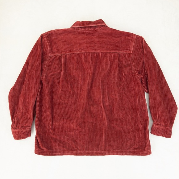LL Bean Corduroy Button Down Shirt Womens Petite Large Red Long Sleeve Wide Wale - Picture 4 of 8